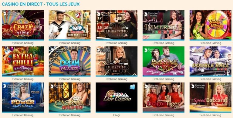 Arlequin Casino jeux live